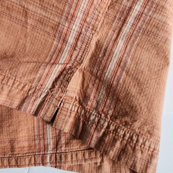 Carhartt Shirt Men's 2XL Short Sleeve Button Up Orange Striped Pocket Cotton - Picture 5 of 7